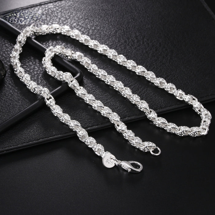 Wholesale Simple Round Men's Ladies Silver Plated Necklace JDC-NE-JSH002