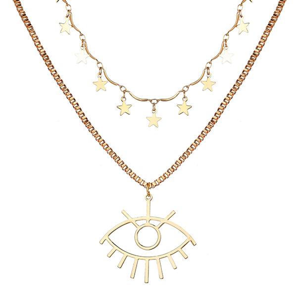Bulk Jewelry Eye pendant multilayer necklace wholesale JDC-NE-f001 Wholesale factory from China YIWU China