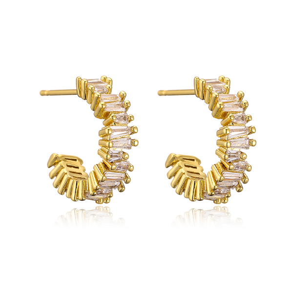 Light Luxury Copper Gold Plated Zircon C Earrings MIN QTY2 JDC-ES-J002