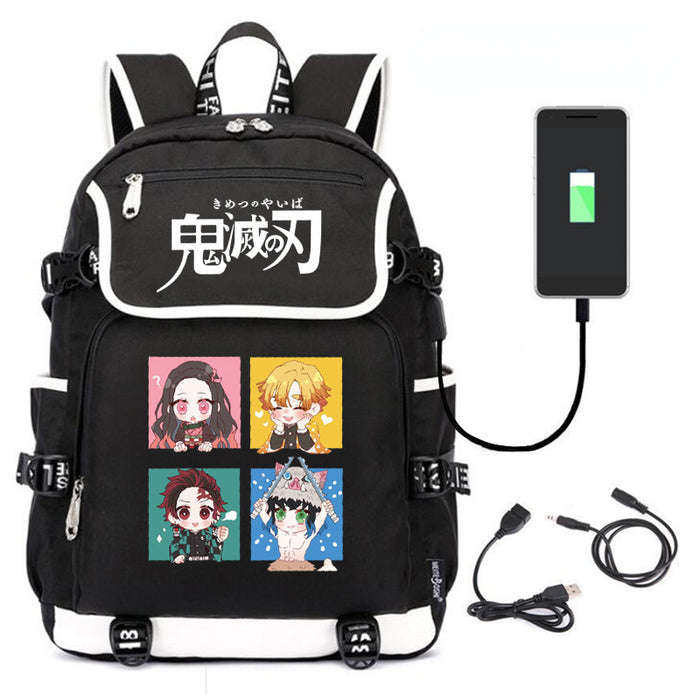 Wholesale Cartoon Canvas USB Charging Backpack (M) JDC-BP-ManC001