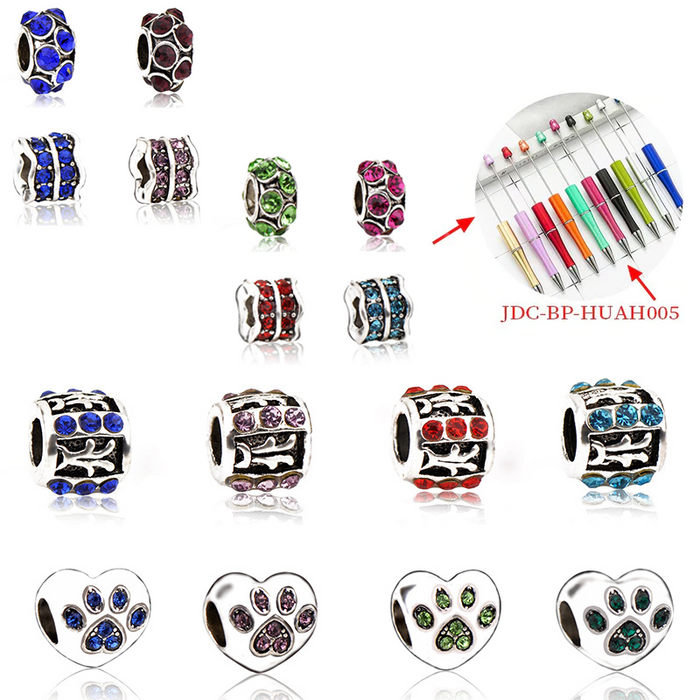 Wholesale 10pcs Bubblegum Beads Alloy Diamond Beaded Ballpoint Pen DIY Accessories JDC-DIY-ZChun004