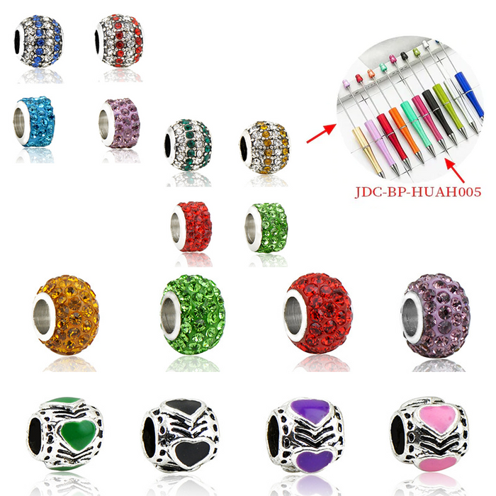 Wholesale 10pcs Bubblegum Beads Alloy Diamond Beaded Ballpoint Pen DIY Accessories JDC-DIY-ZChun005