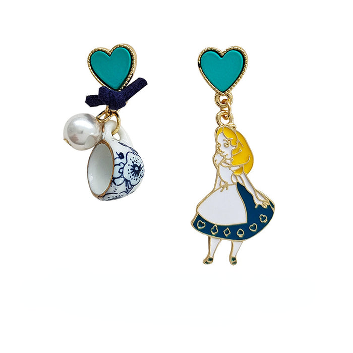 Wholesale Earrings Alloy Princess Asymmetric Pearl Stud Earrings JDC-ES-BLD018