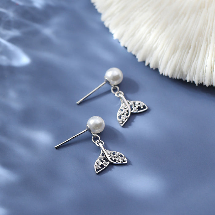 Wholesale Earrings Silver Mermaid Tail Beads MOQ≥2 JDC-ES-congz018