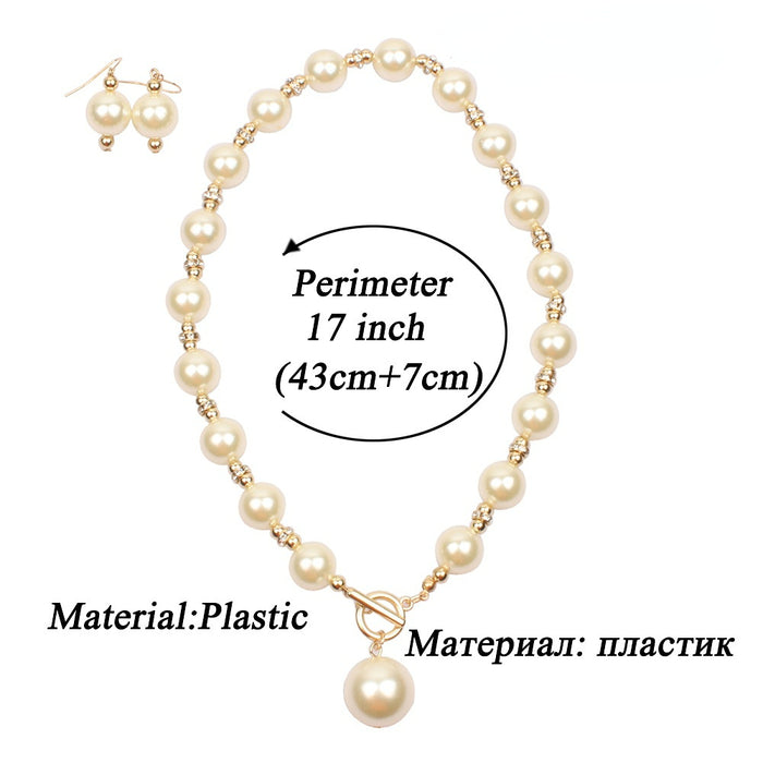 Jewelry WholesaleWholesale ABS Plastic Imitation Pearl Necklace Earrings Set JDC-NE-TC283 Necklaces 腾层 %variant_option1% %variant_option2% %variant_option3%  Factory Price JoyasDeChina Joyas De China