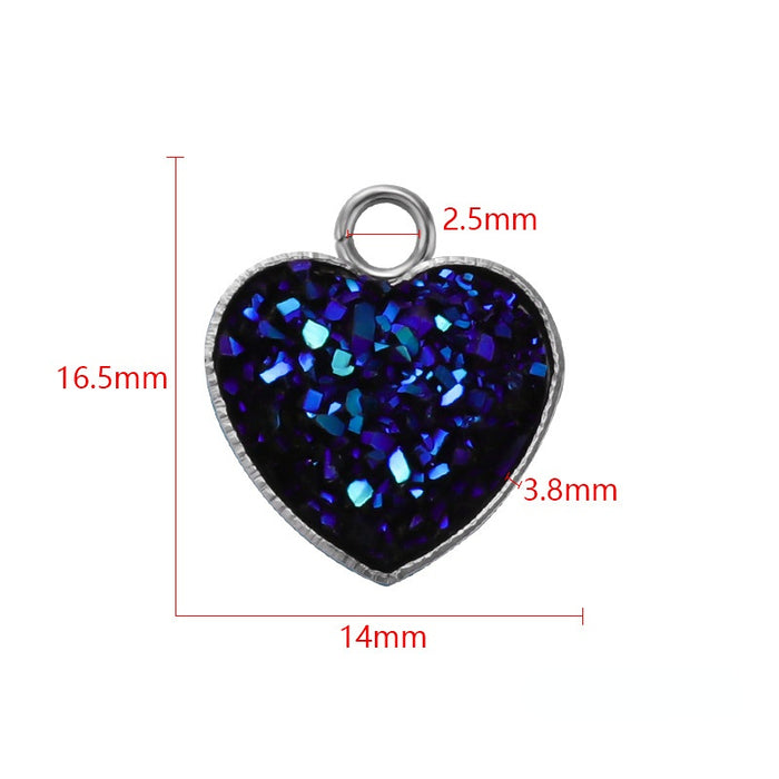Wholesale Heart Shape Stainless Steel Resin Gypsophila Pendant 20pcs JDC-PT-MinP005