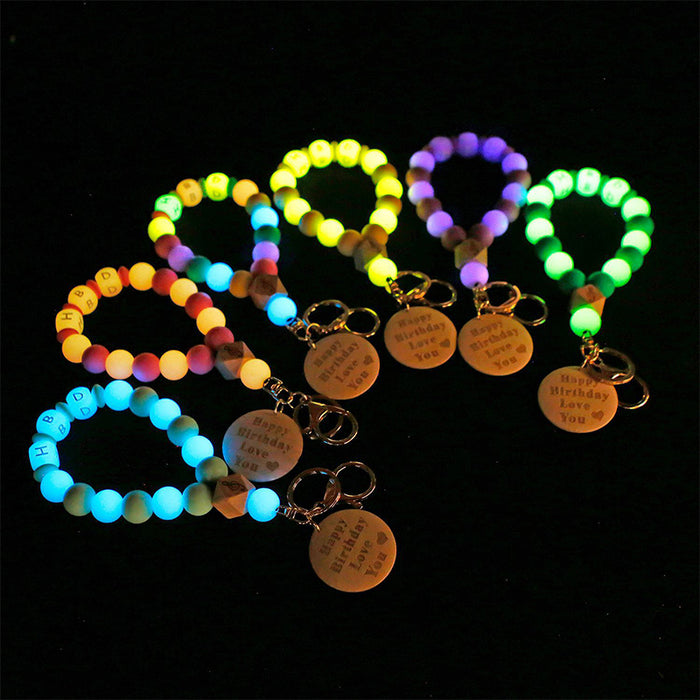 Wholesale keychain pu wrist halloween carnival luminous DIY JDC-KC-JM044