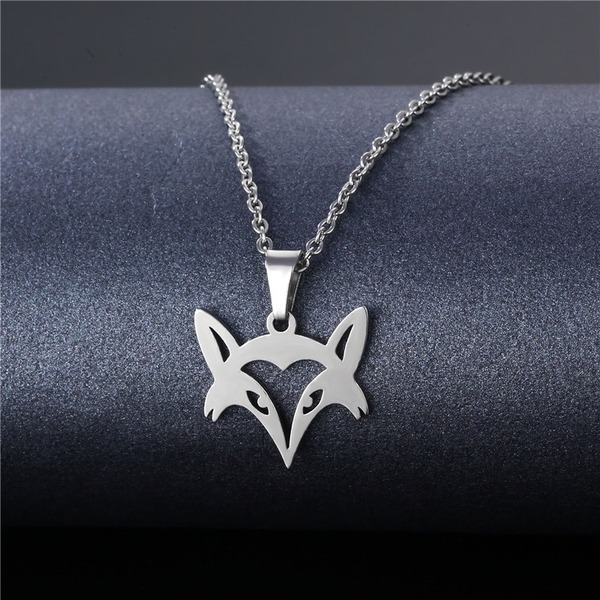 Jewelry WholesaleWholesale Geometric Silver Stainless Steel Floral Heart Necklace JDC-ES-MINGM007 necklaces 敏萌 %variant_option1% %variant_option2% %variant_option3%  Factory Price JoyasDeChina Joyas De China