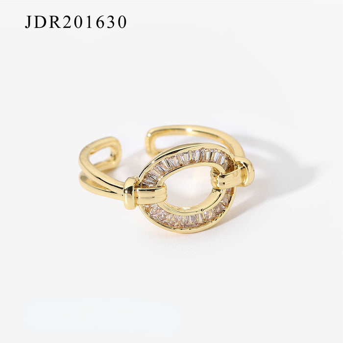 Wholesale 18K Gold Copper Zircon Adjustable Ring JDC-RS-JD278