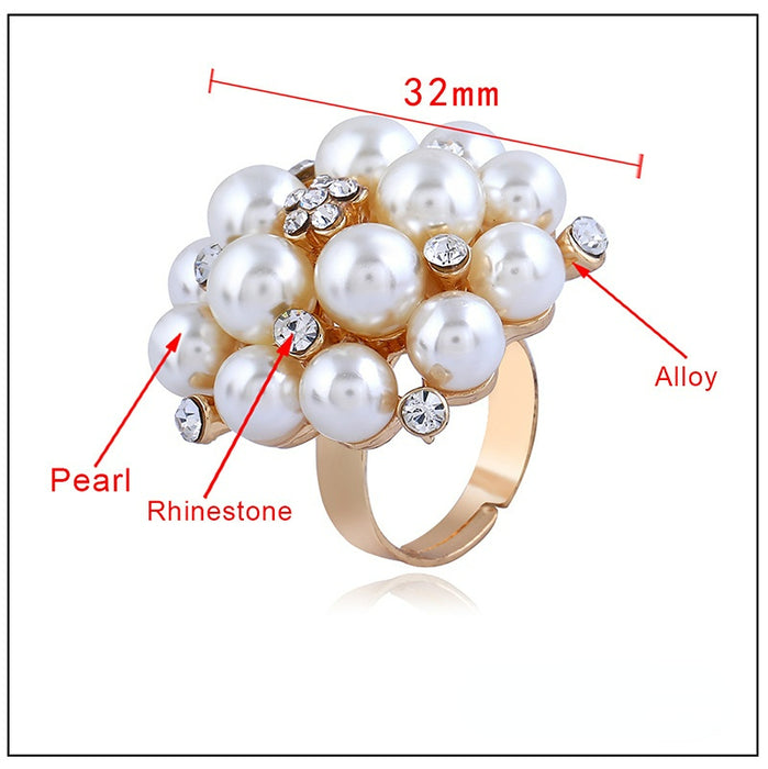 Wholesale Zinc Alloy Rhinestone Pearl Ring JDC-RS-KaiQ007
