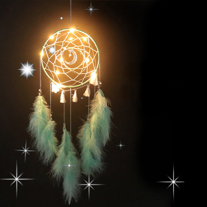 Wholesale Dream Catcher Feather Moon Dream Catcher with LED Light JDC-DC-JY018