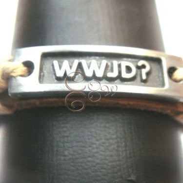 Wholesale punk real cowhide alloy bracelet WWJD bracelet JDC-BT-YonY007