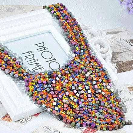 Wholesale Boho Exaggerated Colorful Acrylic Hand Beaded Necklace JDC-NE-ZuanL001
