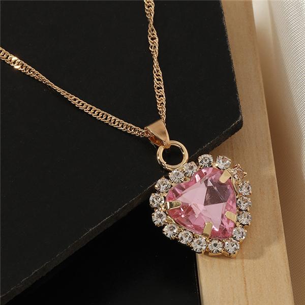 Bulk Jewelry Full diamond zircon glass love necklace simple clavicle chain wholesale JDC-RS-e006 Wholesale factory from China YIWU China