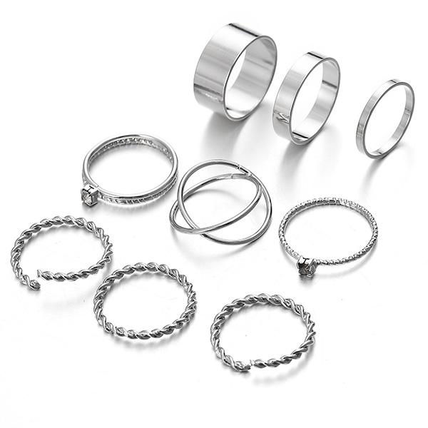 Bulk Jewelry Geometric round ring set 9 piece set wholesale DJC-RS-f059 Wholesale factory from China YIWU China