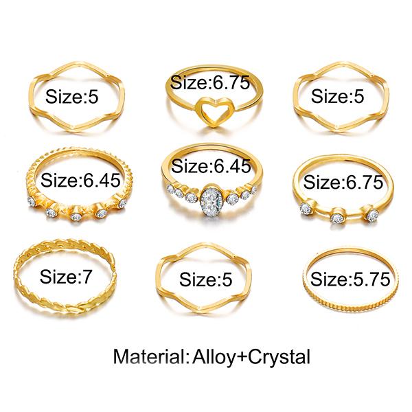Bulk Jewelry Hollow love ring set 9 piece set wholesale DJC-RS-f069 Wholesale factory from China YIWU China