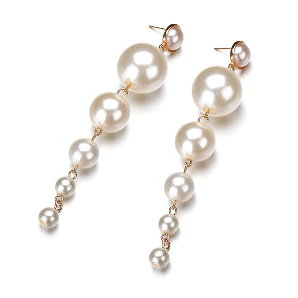 Long Faux Pearl Drop Earrings JDC-ES-b008 earrings JoyasDeChina Pearl Wholesale Jewelry JoyasDeChina Joyas De China