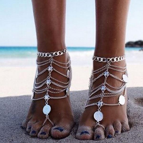 Bulk Jewelry Multi-layer chain tassel coin anklet wholesale DJC-AS-f075 Wholesale factory from China YIWU China