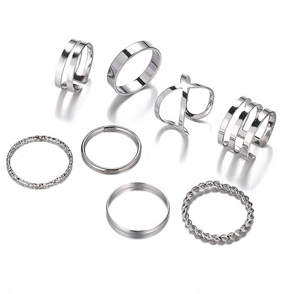 Bulk Jewelry Multilayer cross opening ring set 8 piece set wholesale DJC-RS-f058 Wholesale factory from China YIWU China