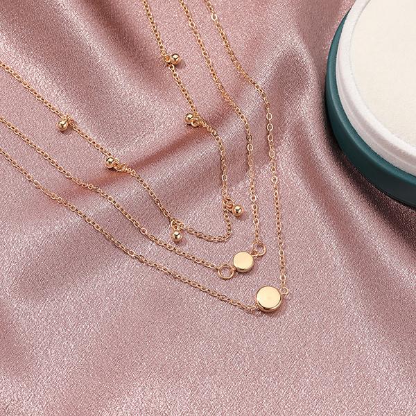 Bulk Jewelry Multilayer Simple Metal Round Pendant Necklace wholesale JDC-NE-d038 Wholesale factory from China YIWU China