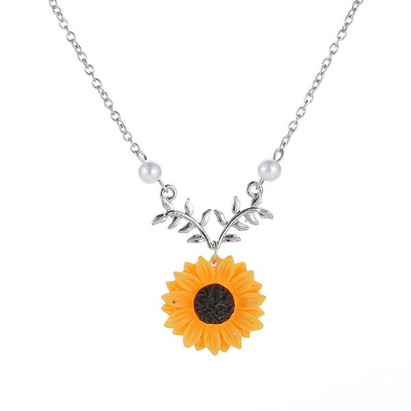 Bulk Jewelry Pearl sunflower necklace wholesale JDC-NE-d004 Wholesale factory from China YIWU China