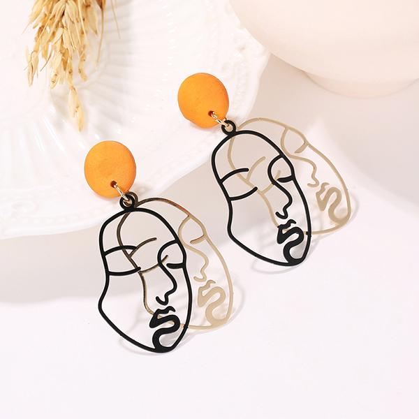 Personality abstract face double-sided earrings wholesale JDC-ES-a006 earrings JoyasDeChina BLACK Wholesale Jewelry JoyasDeChina Joyas De China