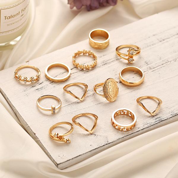 Bulk Jewelry Retro diamond ring set 13 piece set wholesale DJC-RS-f070 Wholesale factory from China YIWU China