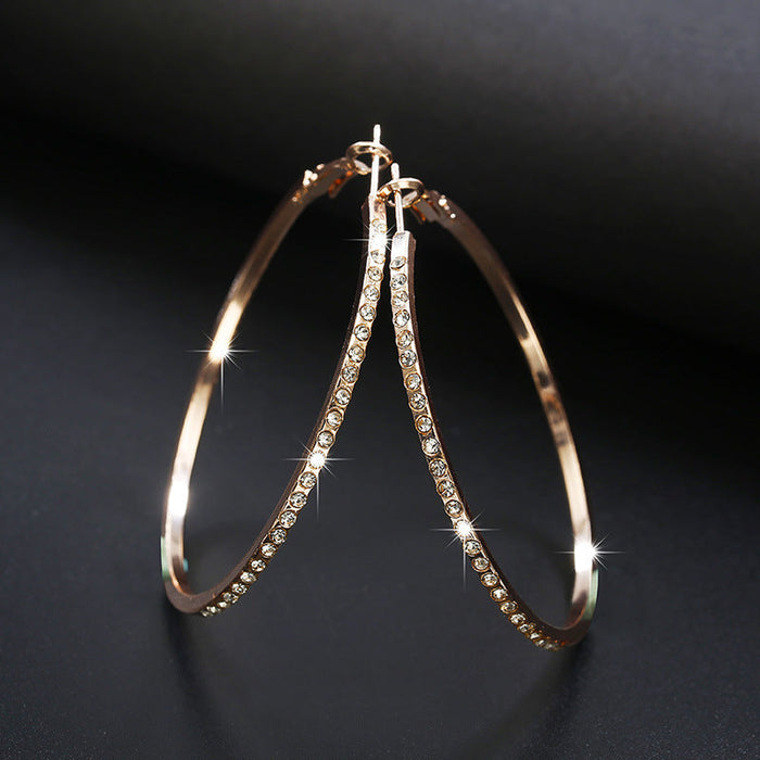 Rhinestone-encrusted Alloy Hoop Earrings wholesale JDC-ES-b035 earrings JoyasDeChina rose gold Wholesale Jewelry JoyasDeChina Joyas De China