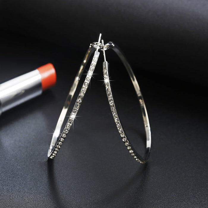 Rhinestone-encrusted Alloy Hoop Earrings wholesale JDC-ES-b035 earrings JoyasDeChina silver Wholesale Jewelry JoyasDeChina Joyas De China