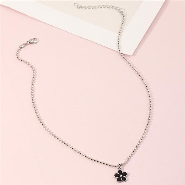Bulk Jewelry Round bead clavicle chain female cute soft cute dripping oil flower necklace wholesale JDC-RS-e003 Wholesale factory from China YIWU China