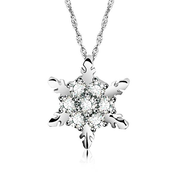 Bulk Jewelry Silver Plated Snowflake Full Rhinestone Necklace Wholesale JDC-NE-d002 Wholesale factory from China YIWU China