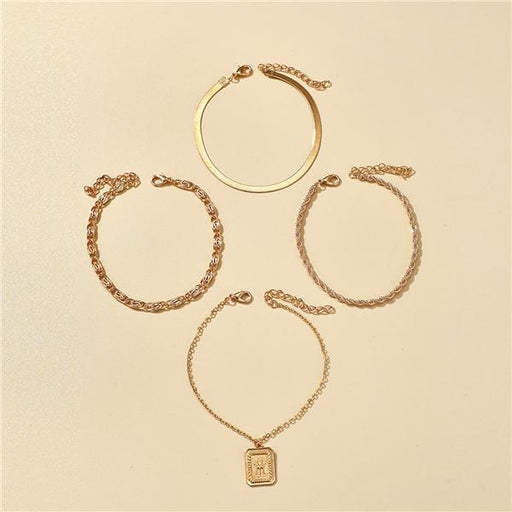 Bulk Jewelry Snake Bone Chain Pendant Twist Chain Anklet Set of 4 JDC-AS-c006 Wholesale factory from China YIWU China