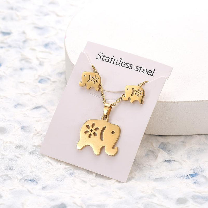 Bulk Jewelry Wholesale Butterfly Unicorn Stainless Steel Stud Earrings Necklace Set JDC-NE-000 Wholesale factory from China YIWU China