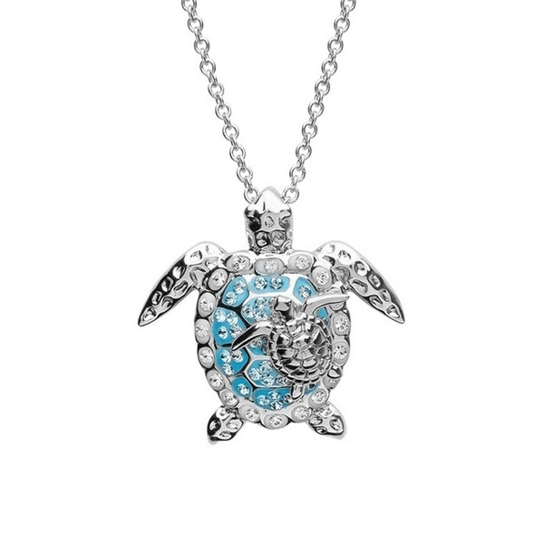 Star Moon Two-Tone Tortoise Alloy Silver Plated Pendant Necklace (F) JDC-NE-ZhanY015 necklace 展言 Wholesale Jewelry JoyasDeChina Joyas De China