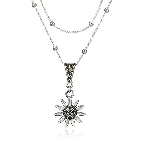 Bulk Jewelry Sunflower flower pendant necklace wholesale JDC-NE-c007 Wholesale factory from China YIWU China