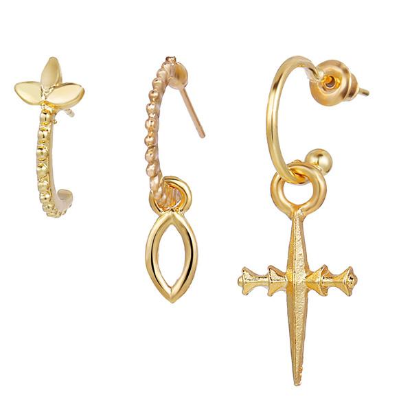 Three-piece cross earrings wholesale JDC-ES-f16 earrings JoyasDeChina gold Wholesale Jewelry JoyasDeChina Joyas De China