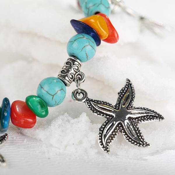Bulk Jewelry Turquoise Starfish Pendant Anklet Bracelet Wholesale DJC-AS-f002 Wholesale factory from China YIWU China