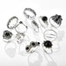 Bulk Jewelry Vintage  flower ring 11-piece sliver gemstone wholesale JDC-RS-c050 Wholesale factory from China YIWU China