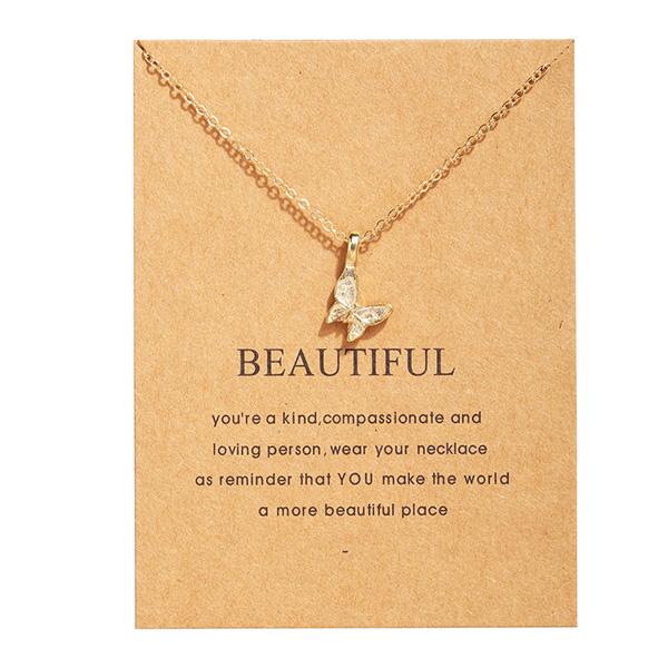 Bulk Jewelry Vintage letter paper card butterfly alloy necklace wholesale JDC-NE-f027 Wholesale factory from China YIWU China