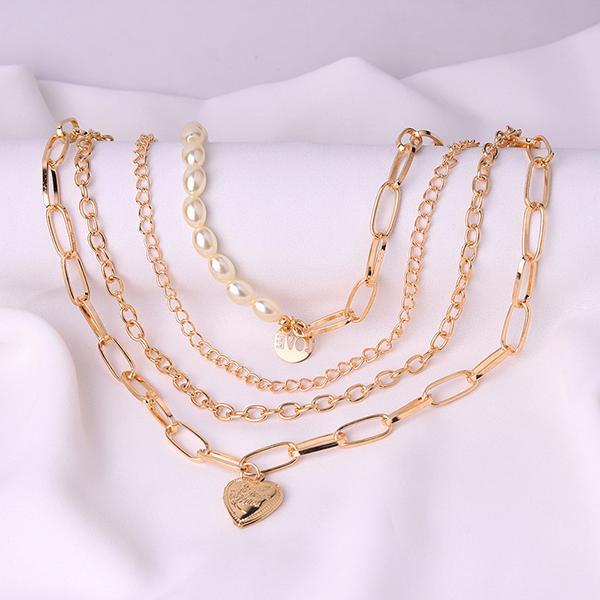 Bulk Jewelry Vintage Love Pearl Necklace Wholesale  JDC-NE-001 Wholesale factory from China YIWU China