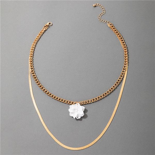 Bulk Jewelry White flower multilayer alloy necklace wholesale JDC-NE-c009 Wholesale factory from China YIWU China