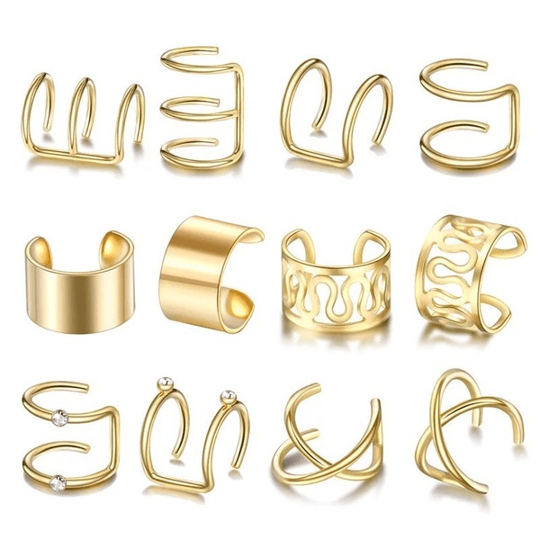 Wholesale 12 Piece Metal Ear Clip Set JDC-ES-ZhanY009 Earrings 展言 Wholesale Jewelry JoyasDeChina Joyas De China