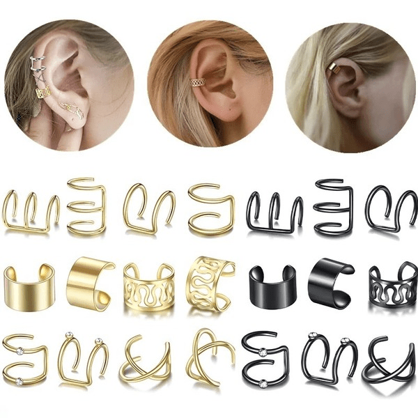 Wholesale 12 Piece Metal Ear Clip Set JDC-ES-ZhanY009 Earrings 展言 Wholesale Jewelry JoyasDeChina Joyas De China