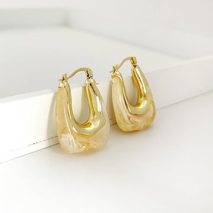 Wholesale 14K gold-plated acrylic earrings JDC-ES-Linh001 Earrings 麟凰 2 Wholesale Jewelry JoyasDeChina Joyas De China