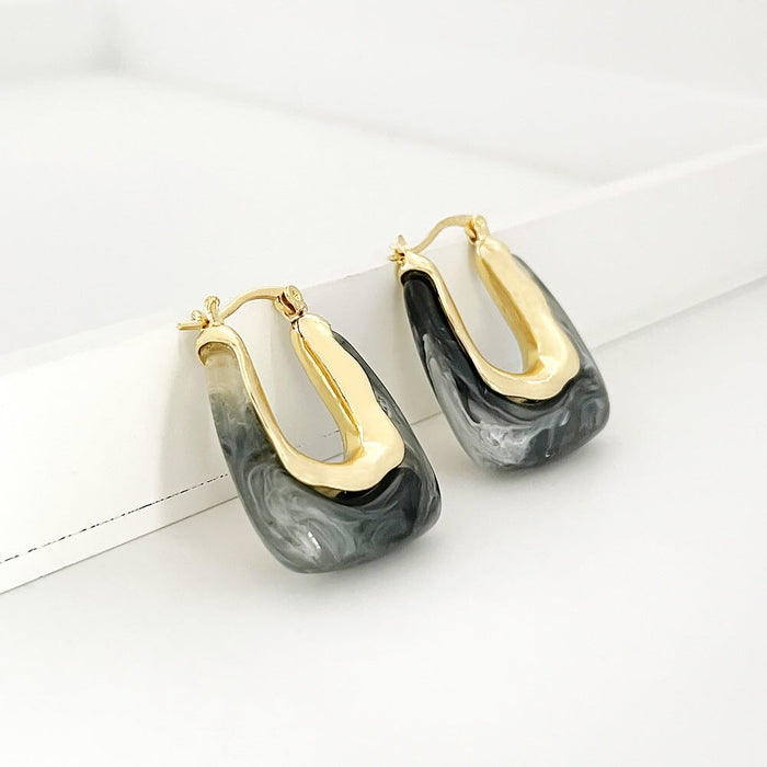 Wholesale 14K gold-plated acrylic earrings JDC-ES-Linh001 Earrings 麟凰 3 Wholesale Jewelry JoyasDeChina Joyas De China