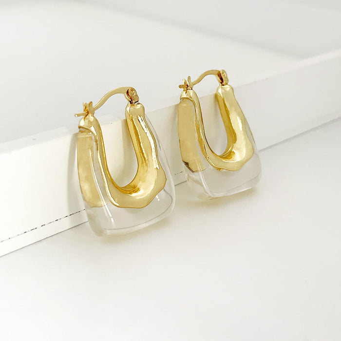 Wholesale 14K gold-plated acrylic earrings JDC-ES-Linh001 Earrings 麟凰 4 Wholesale Jewelry JoyasDeChina Joyas De China