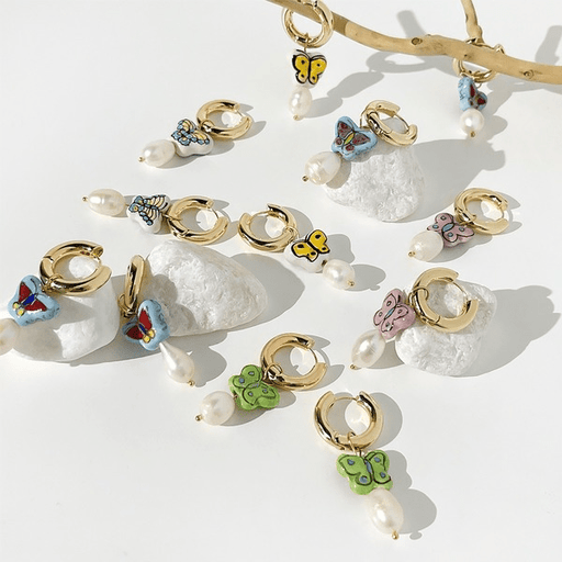 Wholesale 14K gold plated ceramic Earrings JDC-ES-Linh003 Earrings 麟凰 Wholesale Jewelry JoyasDeChina Joyas De China