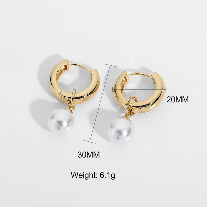 Wholesale 14K Gold Plated Pearl Earrings JDC-ES-JD340 Earrings 杰鼎 1 Wholesale Jewelry JoyasDeChina Joyas De China