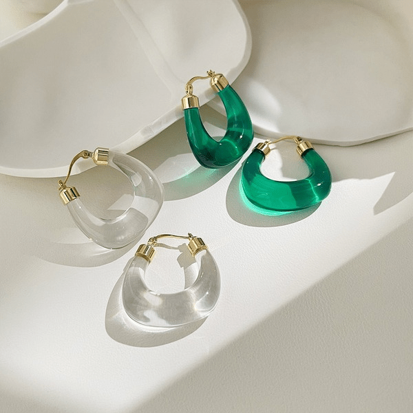 Wholesale 14K gold-plated resin earrings JDC-ES-Linh005 Earrings 麟凰 Wholesale Jewelry JoyasDeChina Joyas De China