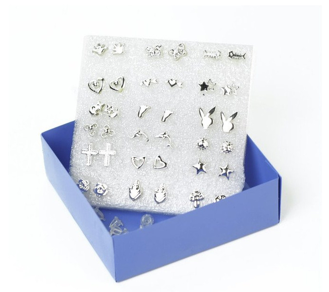 Wholesale 18 pairs of different Earrings Silver JDC-ES-LX012 Piercings JoyasDeChina Wholesale Jewelry JoyasDeChina Joyas De China